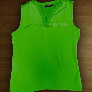 green sleeveless blouse